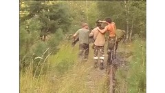 Hot gay threesome on the train track. one dude gets both ends fucked Thumb