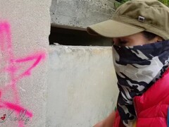 Graffiti girl caught and fucked by owner receive a cum in mouth Thumb