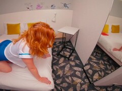 Redhead Stewardess Hairy Pussy Doggystyle Creampie between Flights at Hotel Thumb