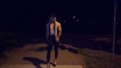 Tranny AnielskaDzika walks she walks down the street at night Thumb