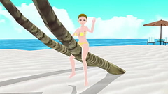 【Emma】 Blonde anime girl tried on micro bikinis on the beach. Thumb