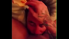 Kinky couple: Wife sits on husband face while he licks her pussy and holds his nose Thumb