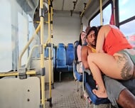 Amateur BBW Public Bus Blowjob Creampie Caught